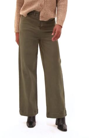Roman Green Cotton Blend Wide Leg Stretch Jeans - Image 2 of 6