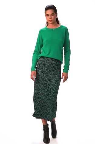 Roman Green Plisse Print Stretch Maxi Skirt - Image 2 of 6
