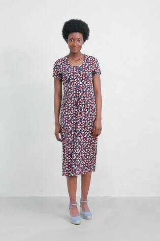 Seasalt Cornwall Blue Seed Packet Short Sleeve Midi Dress - Image 2 of 6