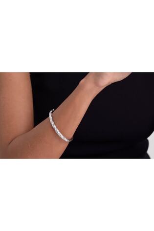 Ted Baker Silver Tone Torvi: Crystal Twist Hinged Bangle Bracelet - Image 2 of 7