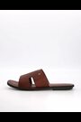 Dune London Brown Initials Tumbled Leather Flat Sandals - Image 1 of 1