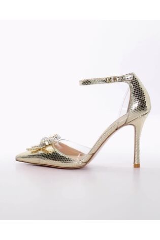 Dune London Gold Confess Bow Trim 2 Part Heels - Image 2 of 5