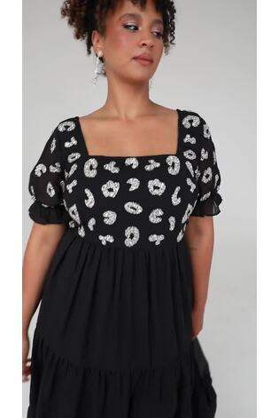 Lovedrobe Black Square Neck Animal Embellished Midaxi Dress - Image 2 of 7
