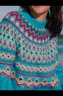 Cobalt Blue Fairisle Relaxed Long Sleeve Crew Neck Jumper with Wool - Image 2 of 8