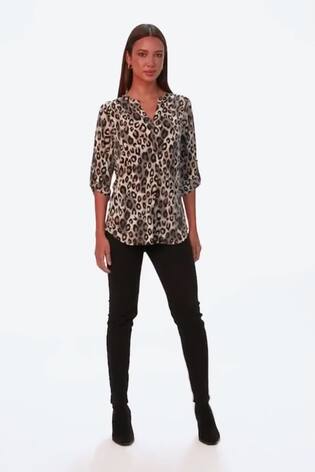 Roman Grey Animal Print Stretch Blouse - Image 2 of 5