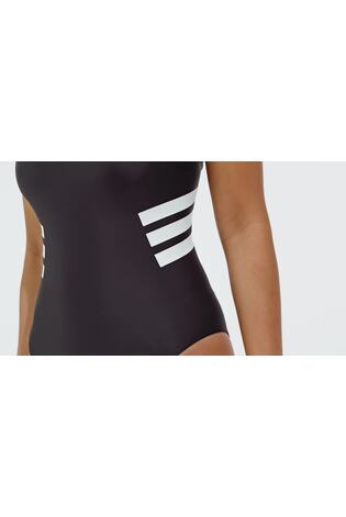 adidas Black 3 Stripe U Back Swimsuit - Image 2 of 7 adidas Black 3 Stripe U Back Swimsuit - Image 2 of 7