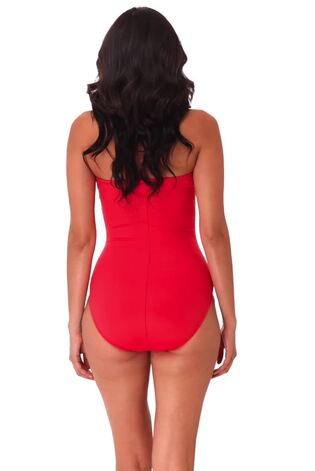 Miraclesuit Underwired Foam Cup Bandeau Tummy Control Red Swimsuit - Image 2 of 6