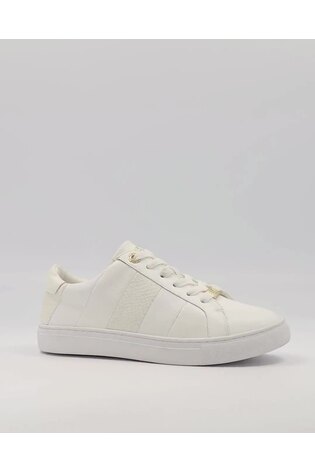 Dune London White Mix Material Stripe Everleigh Trainers - Image 2 of 6
