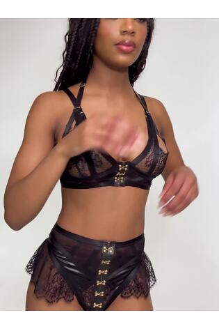 Ann Summers Black Exuberant Lace & Mesh Bra & Knickers Set - Image 2 of 5