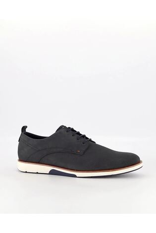 Dune London Blue Punched Plain Barnabey Derby Shoes
