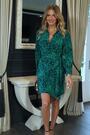 Sosandar Green Wrap Mini Shirt Dress - Image 2 of 6