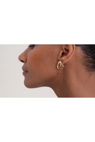 Ted Baker Gold Tone Leah: Abstract Leaf Stud Earrings - Image 2 of 7
