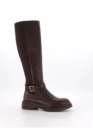 Dune London Brown Teller Cleated Buckle Knee High Boots