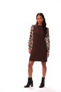 Roman Brown Petite Contrast Frill Stretch Dress - Image 2 of 6