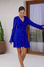 Sosandar Blue Petite Ruffle Front Mini Fit And Flare Dress - Image 2 of 6