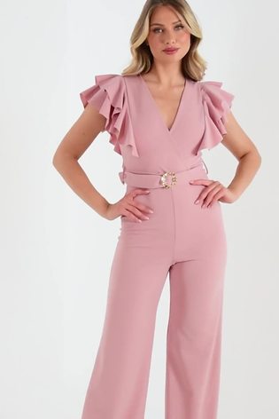 Buy Quiz Pink Wrap Frill Palazzo Jumpsuit from Next Luxembourg