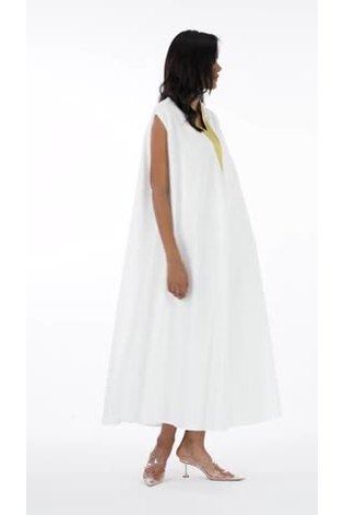 leem Cream V-Neck Trim Sleeveless Kaftan - Image 2 of 6
