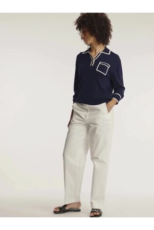 Tommy Hilfiger Blue Lyocell Silk Polo Long Sleeve Jumper - Image 2 of 8 Tommy Hilfiger Blue Lyocell Silk Polo Long Sleeve Jumper - Image 2 of 8