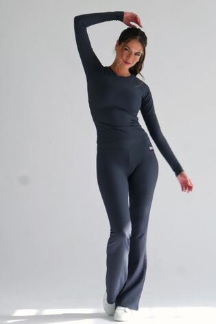 Pineapple Grey Womens Rib Flared Leggings - Image 2 of 7