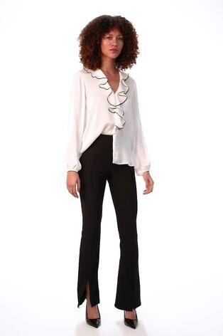 Roman Black Stretch Split Flare Trousers - Image 2 of 6