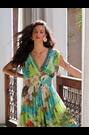 Lipsy Tropical Print V-Neck Draped Shoulder Balloon Leg Jumpsuit - Imaginea 2 din 6