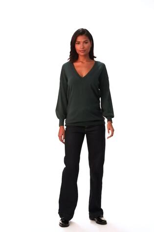 Roman Dark Green V-Neck Long Sleeve Jumper - Image 2 of 5
