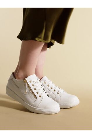 Jones Bootmaker White Wide Fit Ladies Side Zip Casual Trainers - Image 2 of 7
