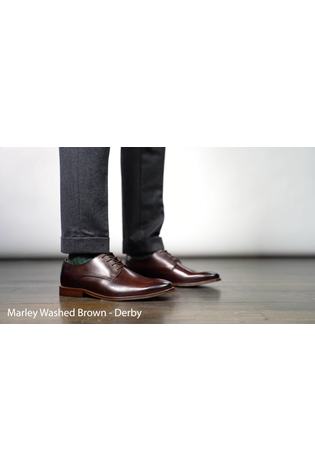 Base London Brown Marley Washed Derby Shoes