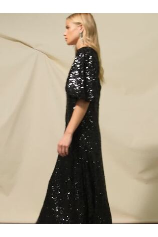 Ro&Zo Cluster Sequin Evora Black Dress - Image 2 of 9