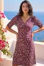Roman Red Abstract Print Front Ruched Dress - Image 2 of 6