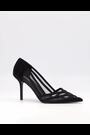 Dune London Black Axis Suede Mesh Panelled Court Shoes - Image 2 of 5