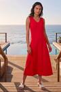 Roman Red Sleeveless V-Neck Midi Dress - Image 2 of 5