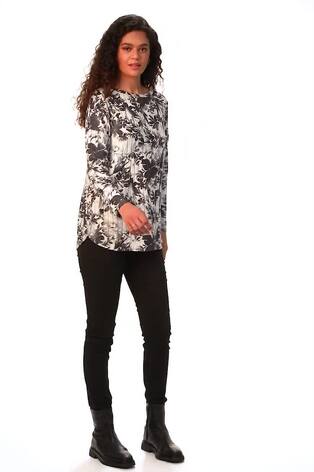 Roman Grey Floral Print Ribbed Top - Image 2 of 6
