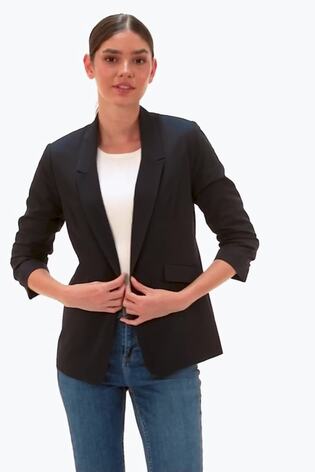 Roman Blue Ruched Sleeve Stretch Blazer - Image 2 of 6