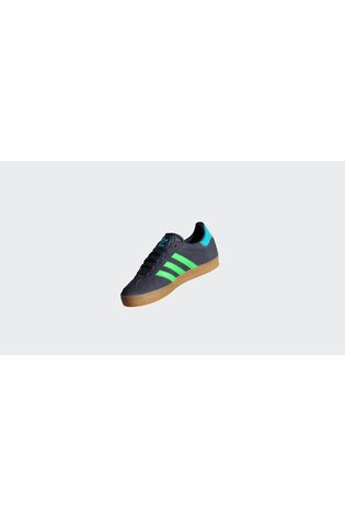 adidas Originals Grey/Green Gazelle Kids Trainers - Image 2 of 11