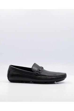 Dune London Black Beacons Driver Moccasins With Woven Trim - Image 2 of 6