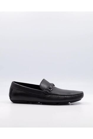 Dune London Black Regular Fit Beacons Driver Moccasins With Woven Trim - Image 2 of 6