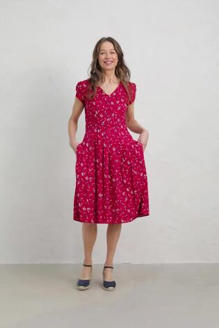 Seasalt Cornwall Red Villa Garden Tea Dress - Image 2 of 6 Seasalt Cornwall Red Villa Garden Tea Dress - Image 2 of 6