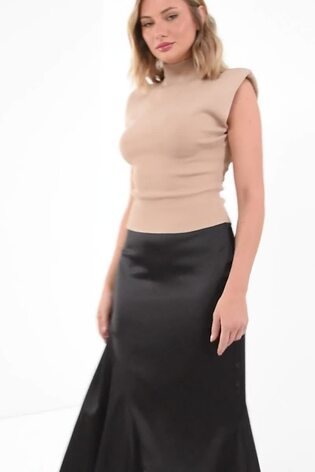 Quiz Black Satin Midaxi Skirt - Image 2 of 6