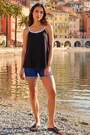 Roman Black Daisy Strap Sleeve Vest Top - Image 2 of 6