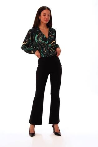 Roman Black Full Length Boot Cut Stretch Trousers - Image 2 of 5