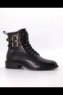 Dune London Black Double Buckle Lace-Up Phyllis Boots - Image 2 of 6