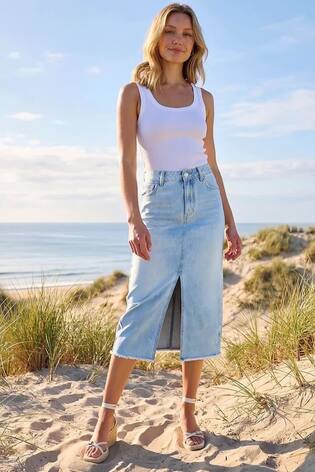 Roman Blue Light Wash Midi Skirt - Image 2 of 5