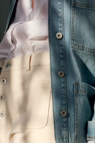 Great Plains Blue Sunwashed Denim Cargo Jacket - Image 2 of 3