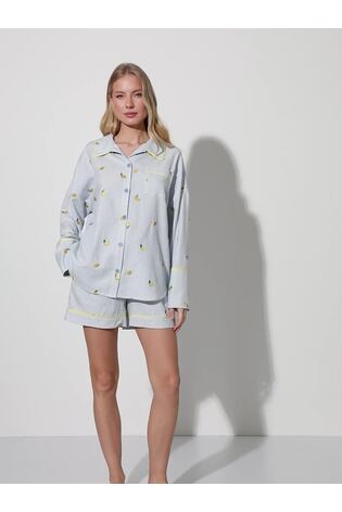 Aruelle Blue Lenora Embroidered Striped Short Pyjamas Set - Image 2 of 4