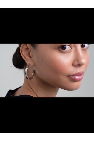 Ted Baker Silver Large Tone Large Hisla: Hidden Heart Hoop Earrings - Image 2 of 7