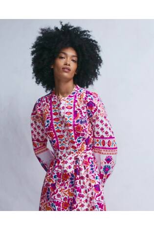 Boden Pink Ava Cotton Midi Dress - Image 2 of 7
