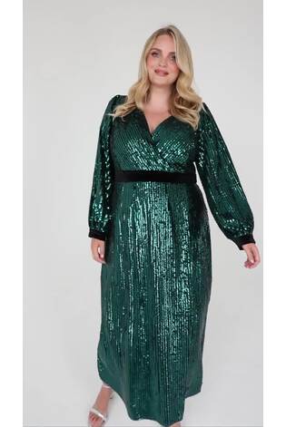 Lovedrobe Green Sequin Velvet Midaxi Dress - Image 2 of 8