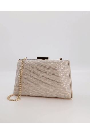 Dune London Gold Bellaire Diamante Hard Case Clutch Bag