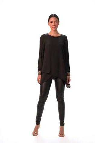Roman Black Embellished Detail Layered Top - Image 2 of 6